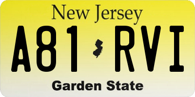 NJ license plate A81RVI
