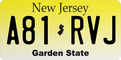 NJ license plate A81RVJ