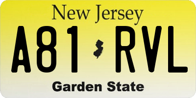 NJ license plate A81RVL