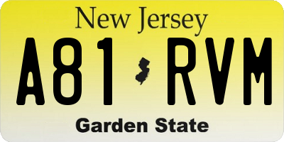 NJ license plate A81RVM
