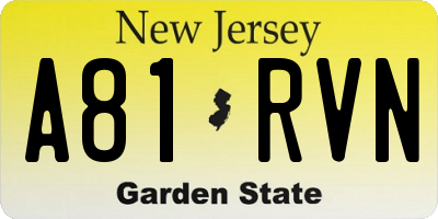NJ license plate A81RVN