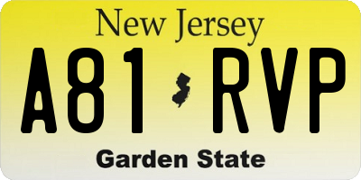 NJ license plate A81RVP