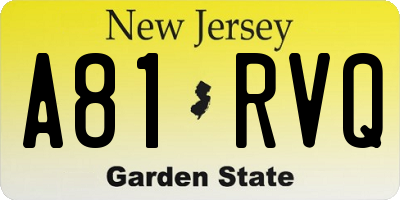 NJ license plate A81RVQ