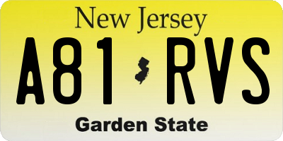 NJ license plate A81RVS
