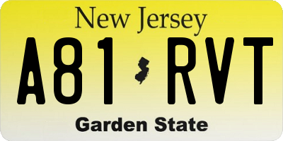 NJ license plate A81RVT