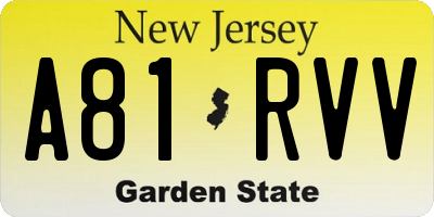 NJ license plate A81RVV
