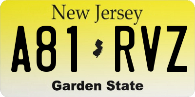 NJ license plate A81RVZ