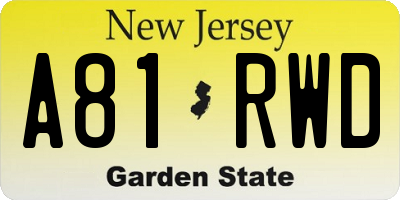 NJ license plate A81RWD