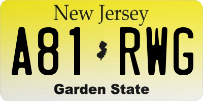 NJ license plate A81RWG