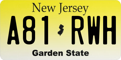 NJ license plate A81RWH