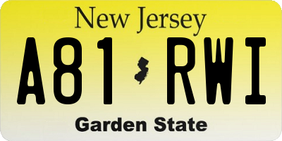 NJ license plate A81RWI
