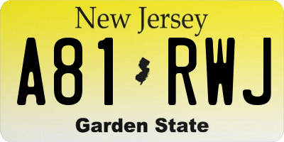 NJ license plate A81RWJ