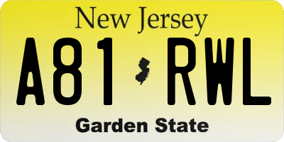 NJ license plate A81RWL