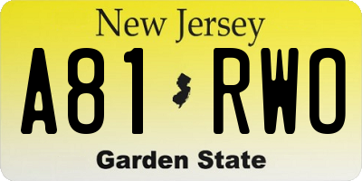 NJ license plate A81RWO