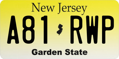 NJ license plate A81RWP