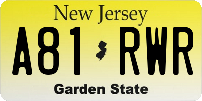 NJ license plate A81RWR