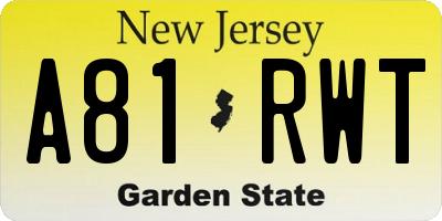 NJ license plate A81RWT