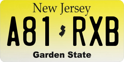 NJ license plate A81RXB