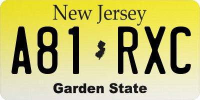 NJ license plate A81RXC