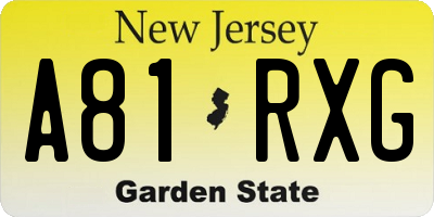 NJ license plate A81RXG