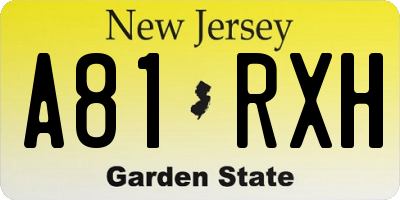 NJ license plate A81RXH