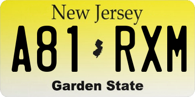 NJ license plate A81RXM