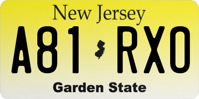 NJ license plate A81RXO