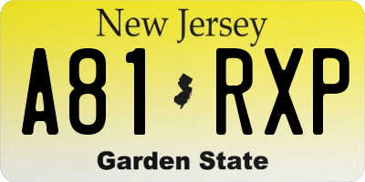 NJ license plate A81RXP