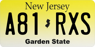 NJ license plate A81RXS