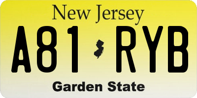NJ license plate A81RYB