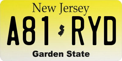 NJ license plate A81RYD