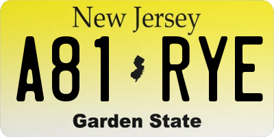 NJ license plate A81RYE