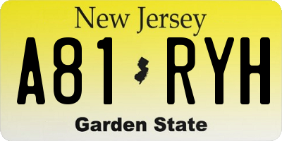 NJ license plate A81RYH
