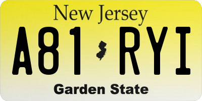 NJ license plate A81RYI