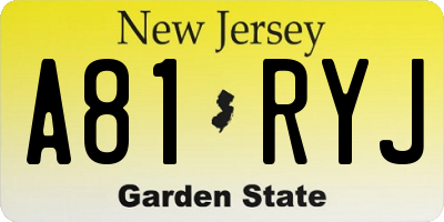 NJ license plate A81RYJ