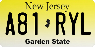 NJ license plate A81RYL