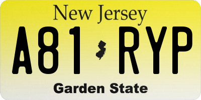 NJ license plate A81RYP