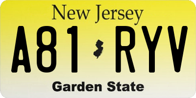 NJ license plate A81RYV