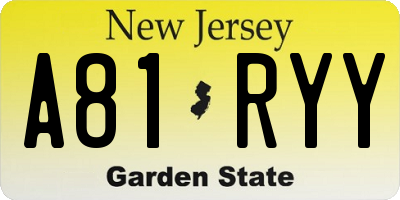NJ license plate A81RYY