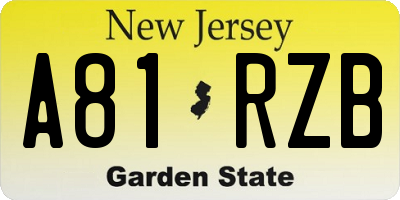 NJ license plate A81RZB
