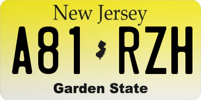 NJ license plate A81RZH