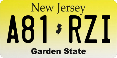NJ license plate A81RZI