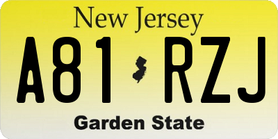 NJ license plate A81RZJ
