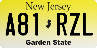 NJ license plate A81RZL