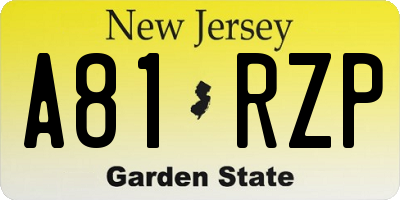 NJ license plate A81RZP