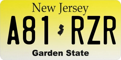NJ license plate A81RZR