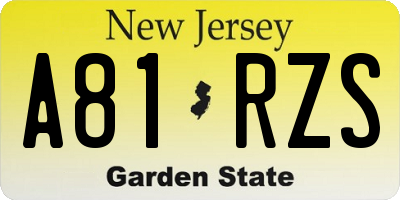 NJ license plate A81RZS