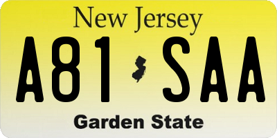 NJ license plate A81SAA