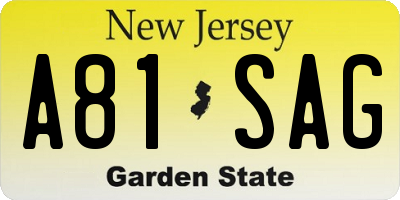 NJ license plate A81SAG