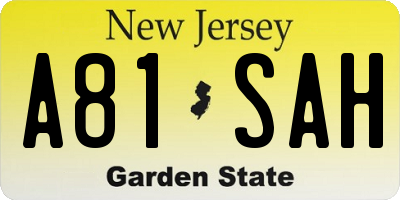 NJ license plate A81SAH